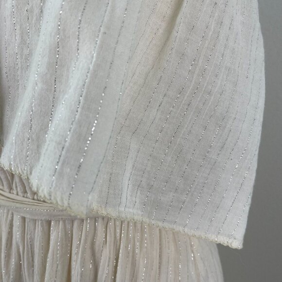 Corey Lynn Calter Womens Size Small Cream Metallic Stripe Strapless Maxi Dress - Picture 3 of 11